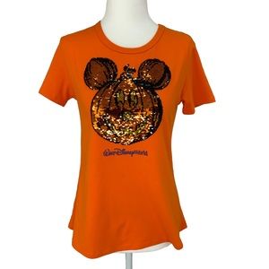 Disney Halloween Sequin Pumpkin Tee Shirt B2
